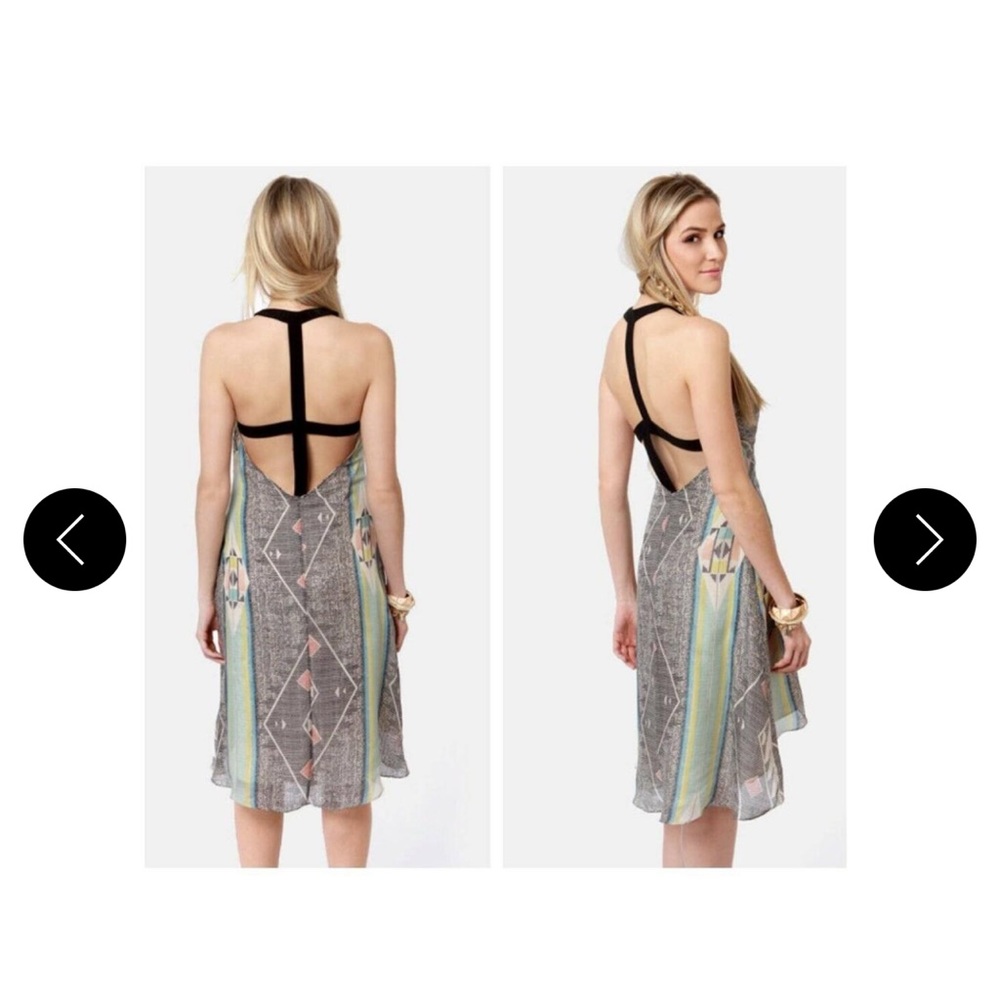 Aryn K Black S Firebird Southwest Ikat Aztec Tribal Hi High Low Silk Dress